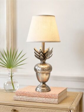 Vintage Small Acorn Pineapple Pewter Lamp